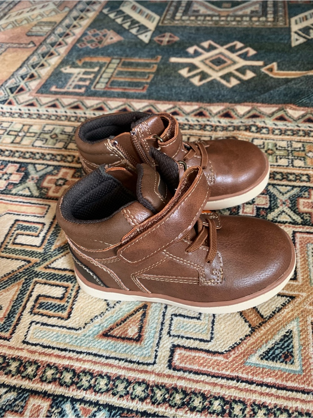 jumping beans Brown Kids High-Top Hook-and-Loop Boots